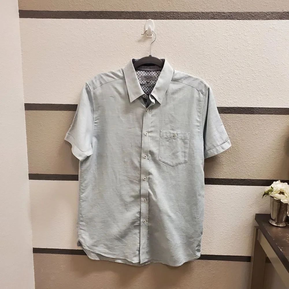 Ted Baker Short Sleeve Button Up Dress Shirt Sz 4